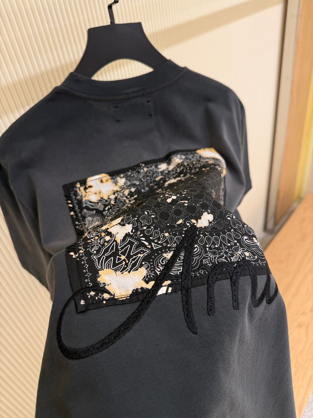AMIRI Bleach Bandana Patch T shirt Black