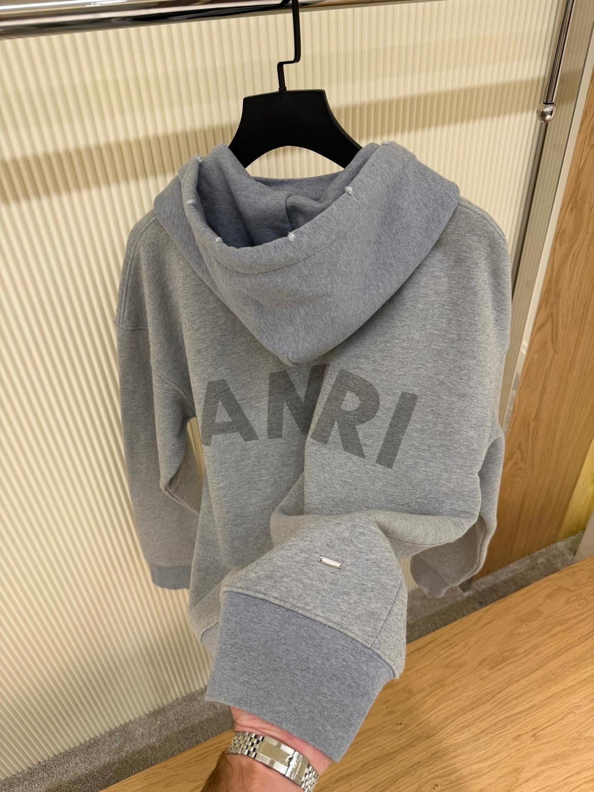 Gray 'AMIRI' Stencil Oversized Hoodie
