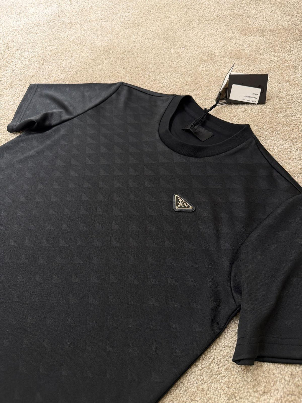 PRADA Black Re-nylon And Jersey T-shirt