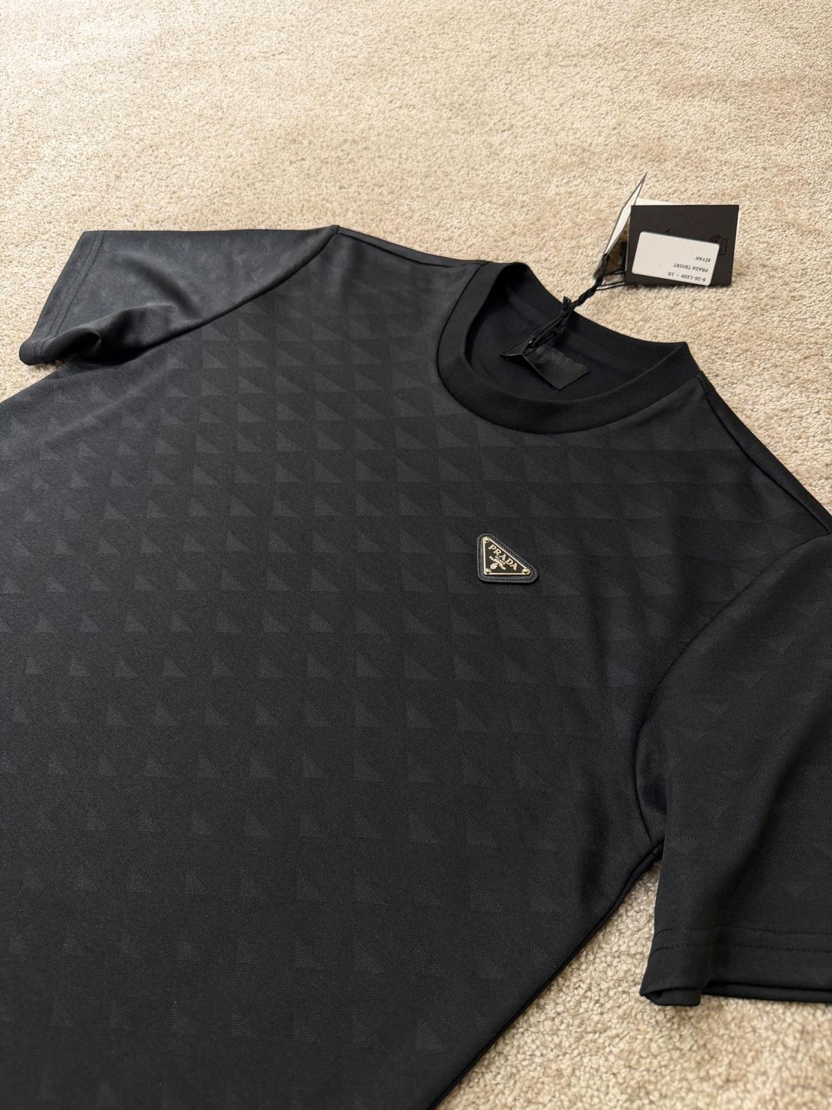 PRADA Black Re-nylon And Jersey T-shirt