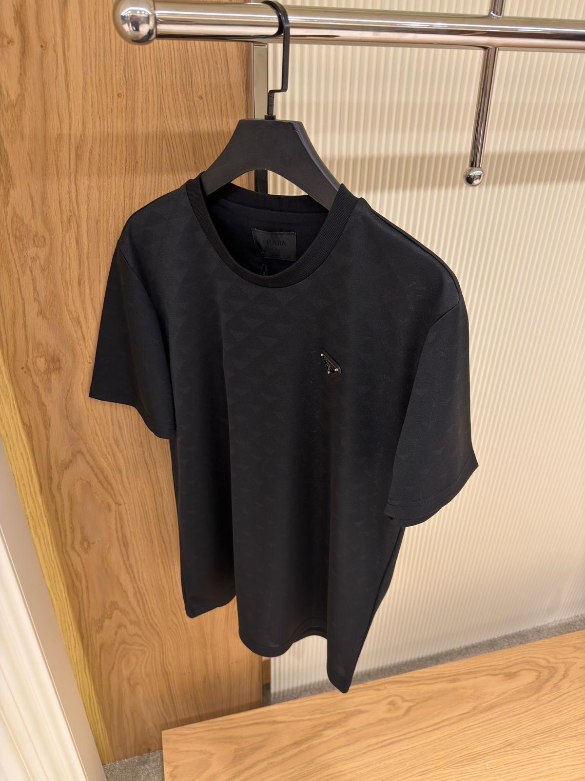 PRADA Black Re-nylon And Jersey T-shirt