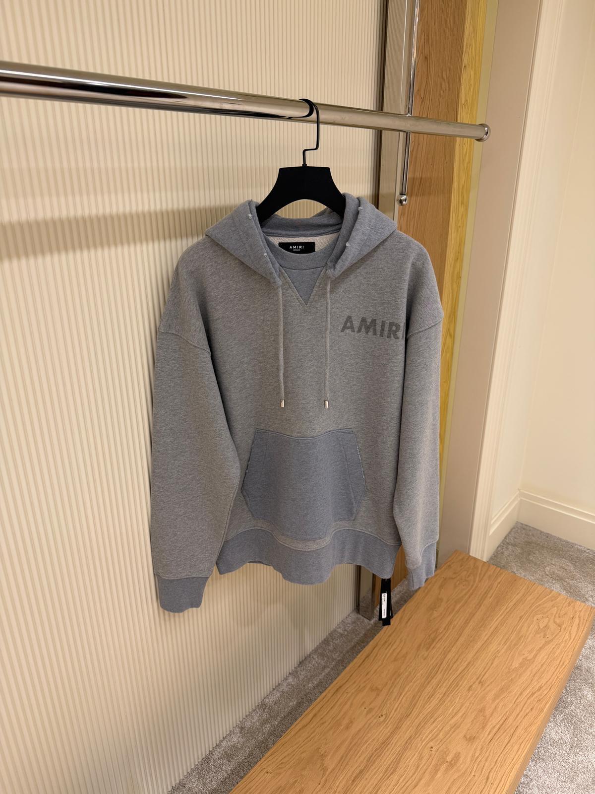 Gray 'AMIRI' Stencil Oversized Hoodie